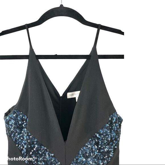 Dress The Population Logan Black Deep V Sequin Dress Size S - Picture 4 of 7